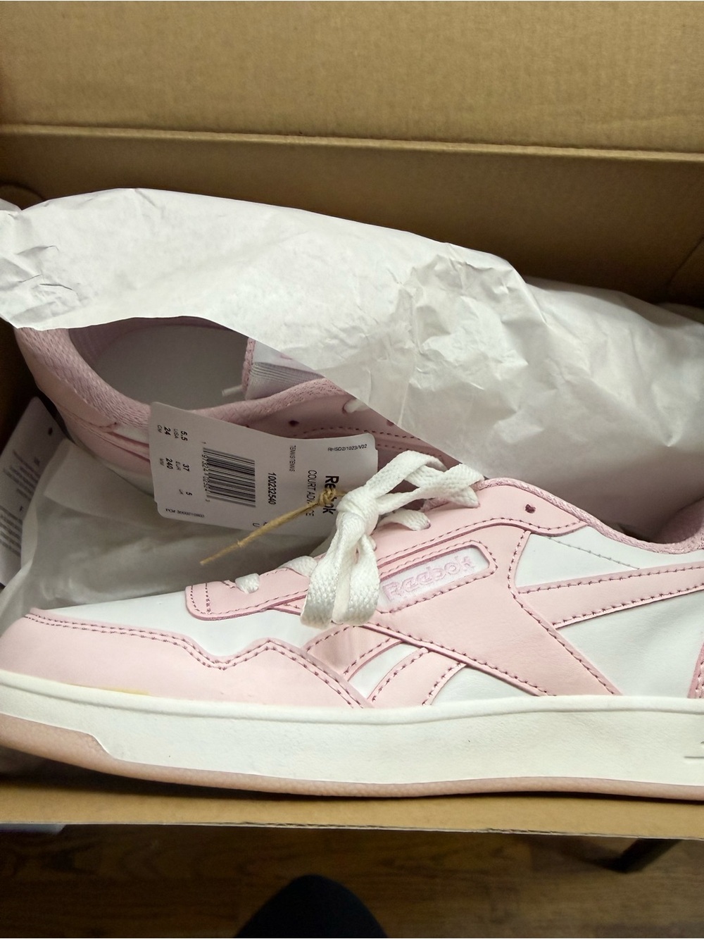 Reebok Soft Pink and White Low-Top Sneakers